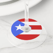 vlag van Puerto Rico Wijnglaslabel (Dichtbij)