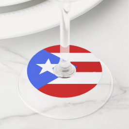 vlag van Puerto Rico Wijnglaslabel