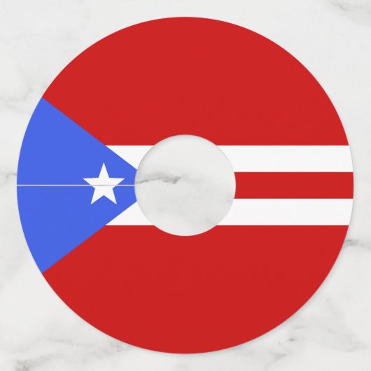vlag van Puerto Rico Wijnglaslabel (Achterkant)