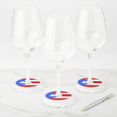 vlag van Puerto Rico Wijnglaslabel (Set)