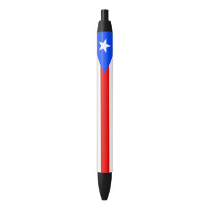 Vlag van Puerto Rico Zwarte Inkt Pen