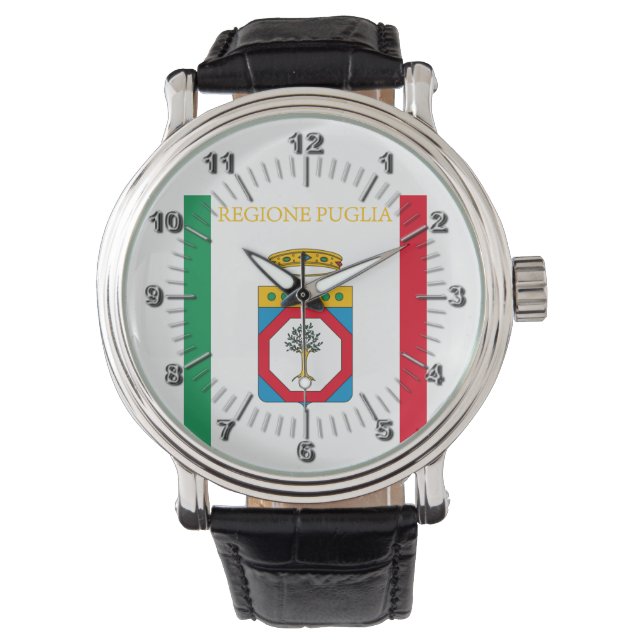 Vlag van Puglia (Italië) Horloge (Voorkant)