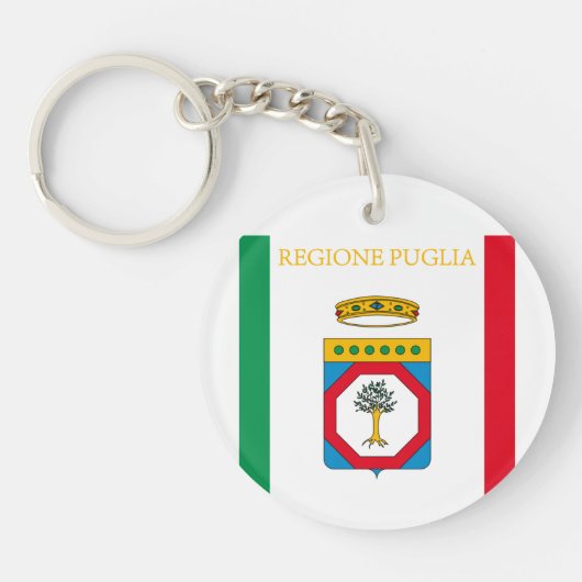 Vlag van Puglia (Italië) Sleutelhanger (Voorkant)
