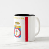 Vlag van Puglia (Italië) Tweekleurige Koffiemok (Voorkant rechts)