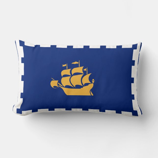 Vlag van Quebec City Lumbar Pillow Kussen (Voorkant)