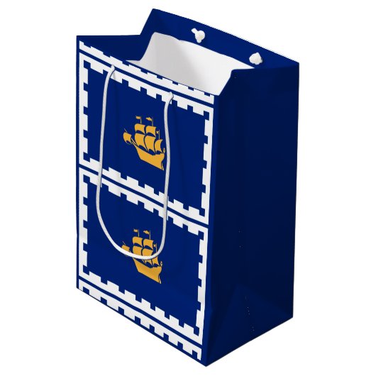 Vlag van Quebec City Midden Geschenkentas Medium Cadeauzakje (Voorkant Gekanteld)