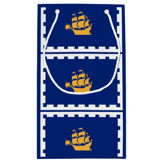 Vlag van Quebec City Small Gift Bag Klein Cadeauzakje (Achterkant)