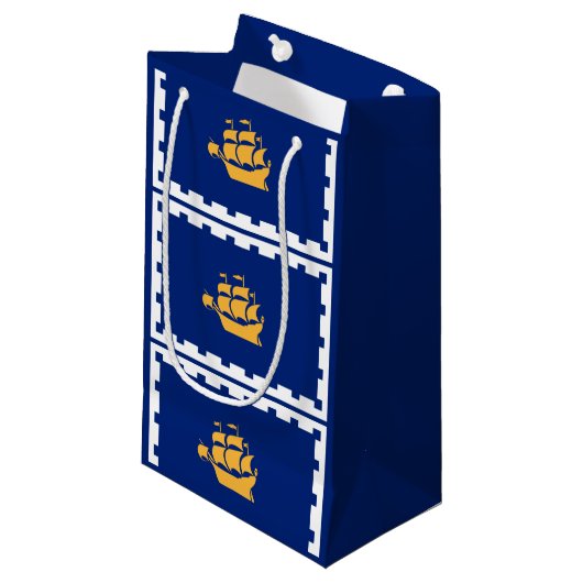 Vlag van Quebec City Small Gift Bag Klein Cadeauzakje (Voorkant Gekanteld)