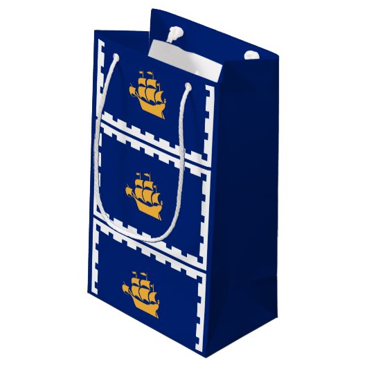 Vlag van Quebec City Small Gift Bag Klein Cadeauzakje (Achterkant Gekanteld)