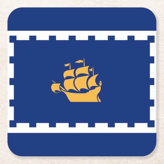 Vlag van Quebec City Square Paper Onderzetter (Voorkant)