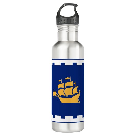Vlag van Quebec City Stainless Steel Water Bottle Waterfles (Voorkant)