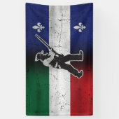 Vlag van Quebec en Patriote Henri Julien Spandoek (Verticaal)