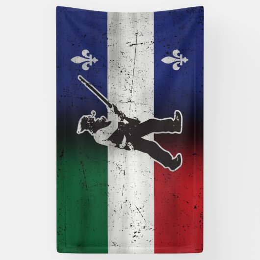 Vlag van Quebec en Patriote Henri Julien Spandoek (Verticaal)