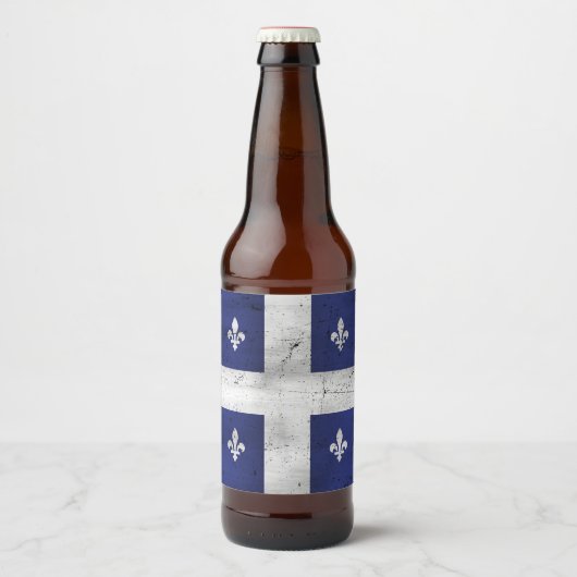 Vlag van Quebec grunge stijl geërodeerd Bier Etiket (Voorkant)