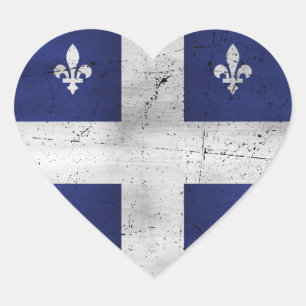 Vlag van Quebec grunge stijl geërodeerd Hart Sticker