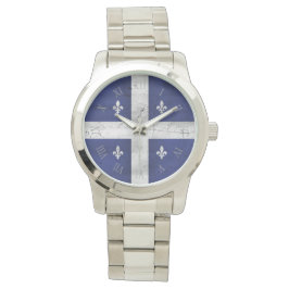 Vlag van Quebec grunge-stijl geërodeerd Horloge