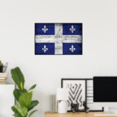 Vlag van Quebec grunge stijl geërodeerd Poster (Thuiskantoor)
