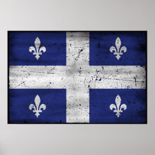 Vlag van Quebec grunge stijl geërodeerd Poster