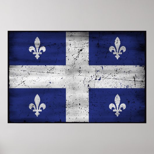 Vlag van Quebec grunge stijl geërodeerd Poster (Voorkant)