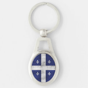 Vlag van Quebec grunge stijl geërodeerd Sleutelhanger