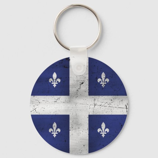 Vlag van Quebec grunge stijl geërodeerd Sleutelhanger (Voorkant)