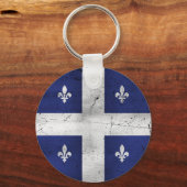 Vlag van Quebec grunge stijl geërodeerd Sleutelhanger (Voorkant)