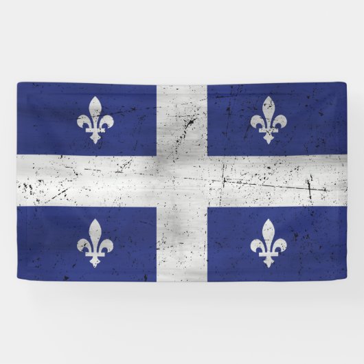 Vlag van Quebec grunge stijl geërodeerd Spandoek (Horizontaal)