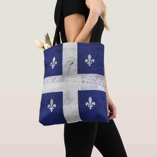 Vlag van Quebec grunge stijl geërodeerd Tote Bag (Dichtbij)