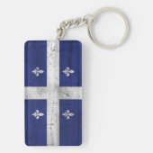 Vlag van Quebec in uitgestrekte grijze stijl Sleutelhanger (achterkant)