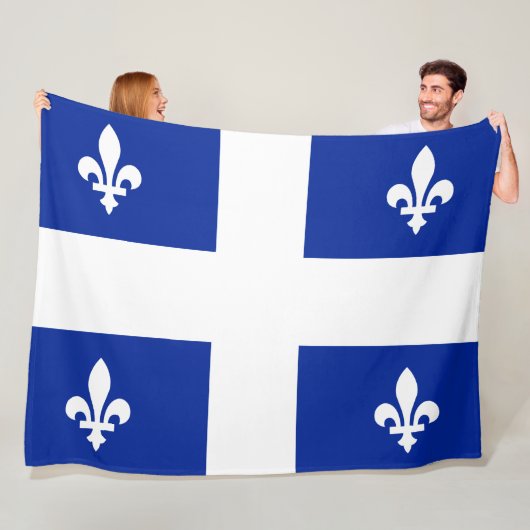 Vlag van Quebec PQ Qc met fleur de lys Fleece Deken (In situ)