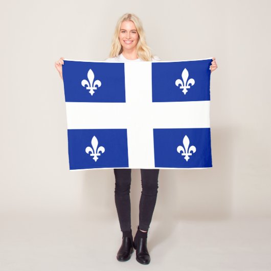 Vlag van Quebec PQ Qc met fleur de lys Fleece Deken (In situ)