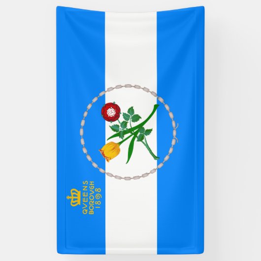 Vlag van Queens (Borough of New York City) Spandoek (Verticaal)