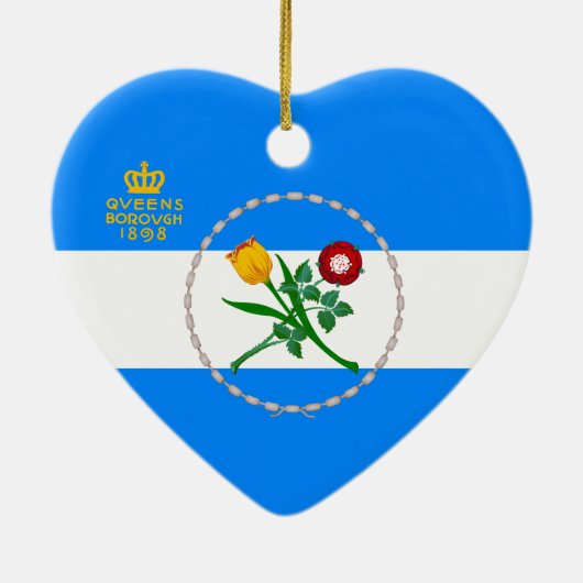 Vlag van Queens, NY Keramisch Ornament (Achterkant)