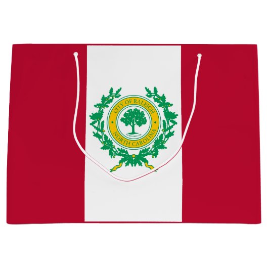 Vlag van Raleigh, North Carolina Large Gift Bag Groot Cadeauzakje (Voorkant)