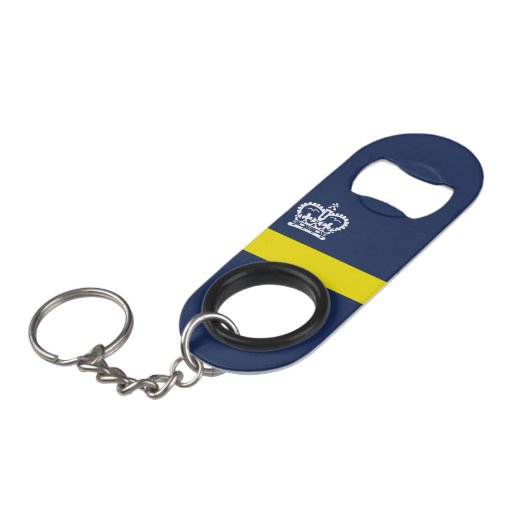 Vlag van Regina, Saskatchewan Sleutelhanger Fles O Mini Flessenopener (Voorkant Gekanteld)