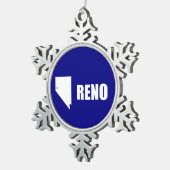 Vlag van Reno, Nevada Tin Sneeuwvlok Ornament (Rechts)
