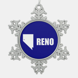 Vlag van Reno, Nevada Tin Sneeuwvlok Ornament