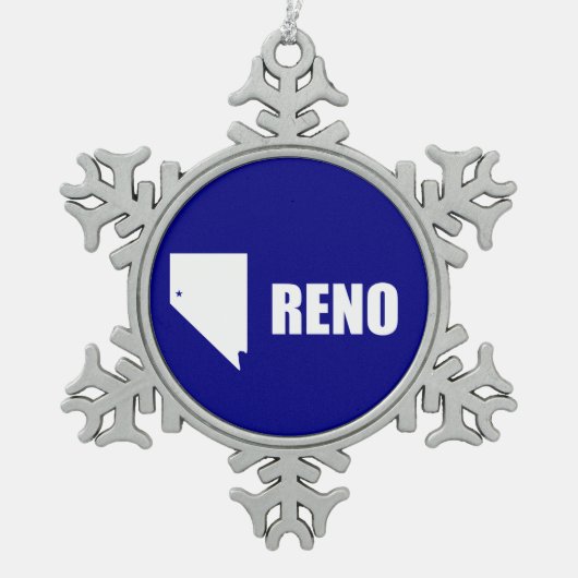 Vlag van Reno, Nevada Tin Sneeuwvlok Ornament (Voorkant)