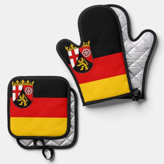 Vlag van Rheinland-Pfalz Ovenwant & Pannenlap Set (Voorkant / Achterkant)