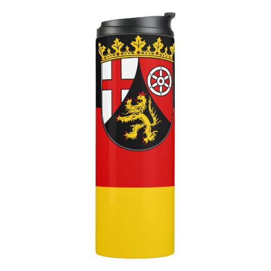 Vlag van Rheinland-Pfalz Thermal Tumbler Thermosbeker (Gedraaid links)