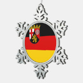 Vlag van Rheinland-Pfalz Tin Sneeuwvlok Ornament (Rechts)