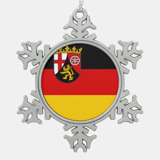 Vlag van Rheinland-Pfalz Tin Sneeuwvlok Ornament (Voorkant)