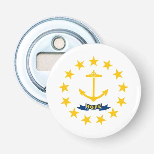 Vlag van Rhode Island Button Flesopener (Voorkant)