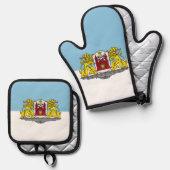 Vlag van Riga, Letland Bib Ovenwant & Pannenlap Set (Voorkant / Achterkant)