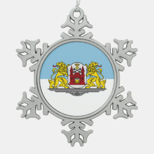 vlag van Riga, Letland Snowflake Pewter Kerstmis o Tin Sneeuwvlok Ornament