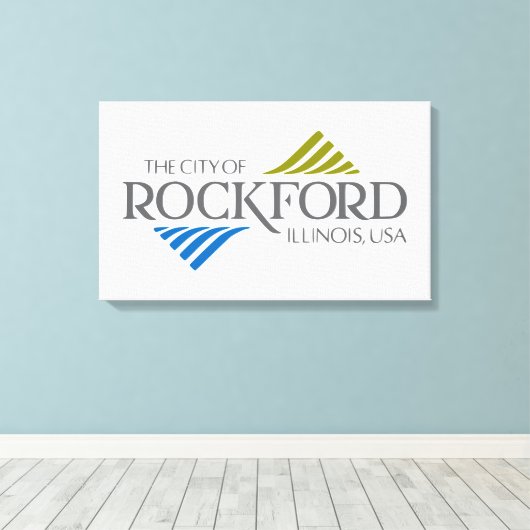 Vlag van Rockford (Illinois) Canvas Afdruk (Insitu (Houten vloer))