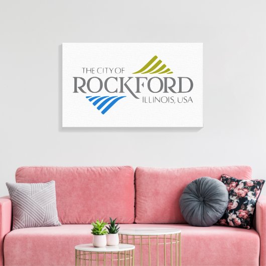 Vlag van Rockford (Illinois) Canvas Afdruk (Insitu (Woonkamer))