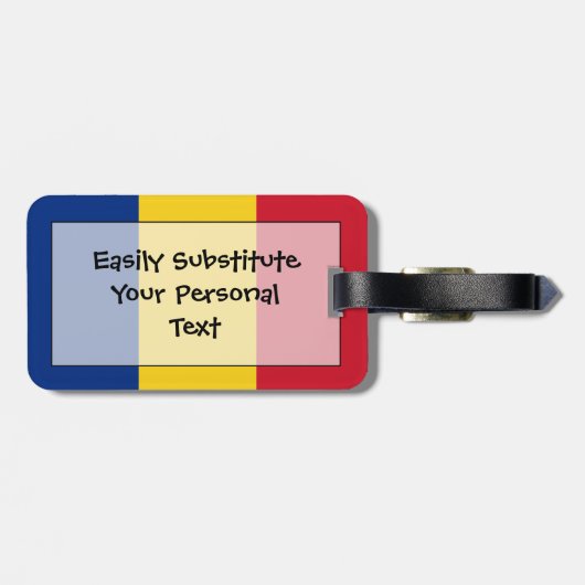 Vlag van Roemenië Easy ID Personal Bagagelabel (Achterkant horizontaal)