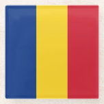 Vlag van Roemenië Glazen Onderzetter<br><div class="desc">Patriottische vlag van Roemenië.</div>
