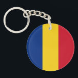 Vlag van Roemenië Sleutelhanger<br><div class="desc">Patriottische vlag van Roemenië.</div>